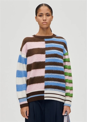 Crew neck alpaca cotton sweater Multistripes Mix Stine Goya 
